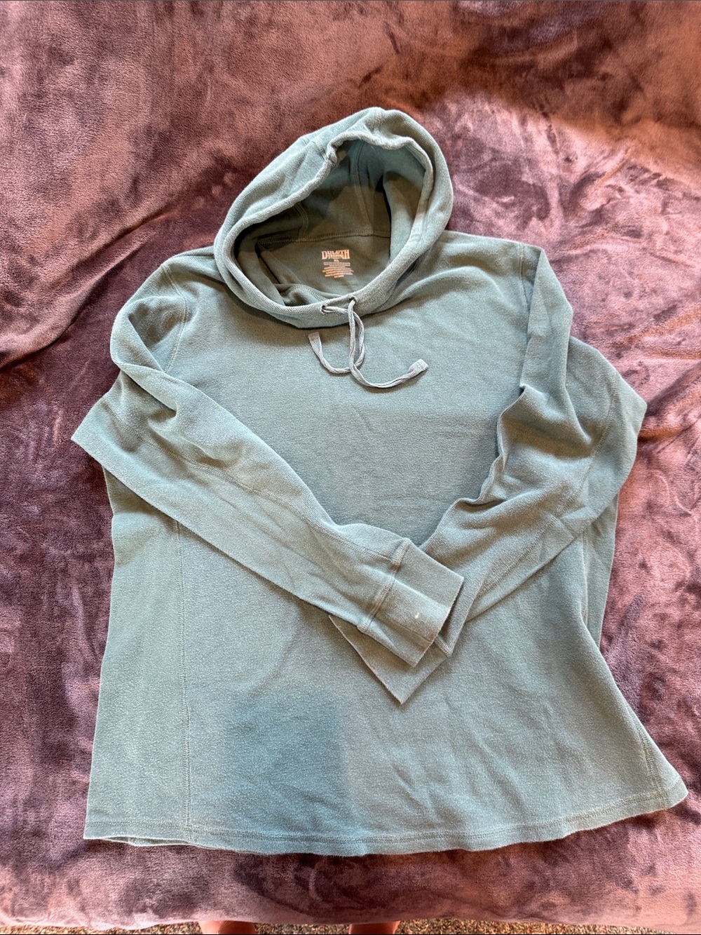 Duluth Trading Co. XL Hooded Thermal Top in Sage Green
